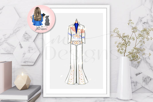 The King Of Rock And Roll | Fashion Illustration Print | A4 & 5x7 Illustration Print | Famous dresses