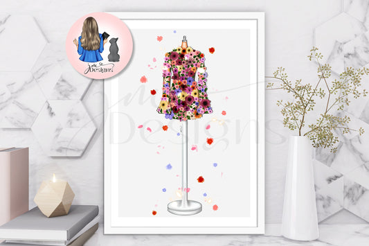 Floral Awards Inspired Outfit Illustration | Fashion Illustration Print | A4 & 5x7 Merch Print