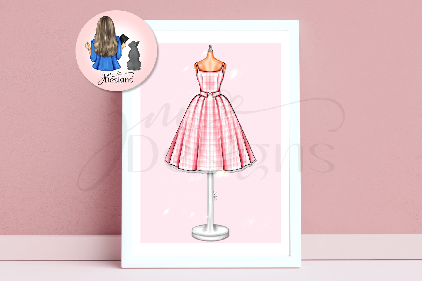 Life In Plastic Pink Gingham | Fashion Outfit Illustration Art Print | Fashion Illustration Print | A4 & 5x7"