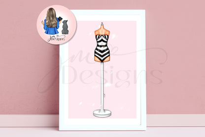 Life In Plastic Swimsuit | Fashion Outfit Illustration Art Print | Fashion Illustration Print | A4 & 5x7"
