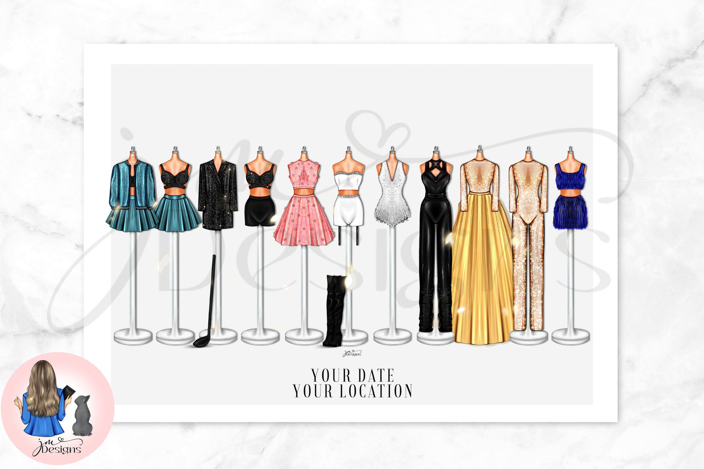 PERSONALISED Born In 1989 Tour Lineup Art Print | Fashion Illustration Print | A4 & 5x7 Print | Concert Memorabilia Merch