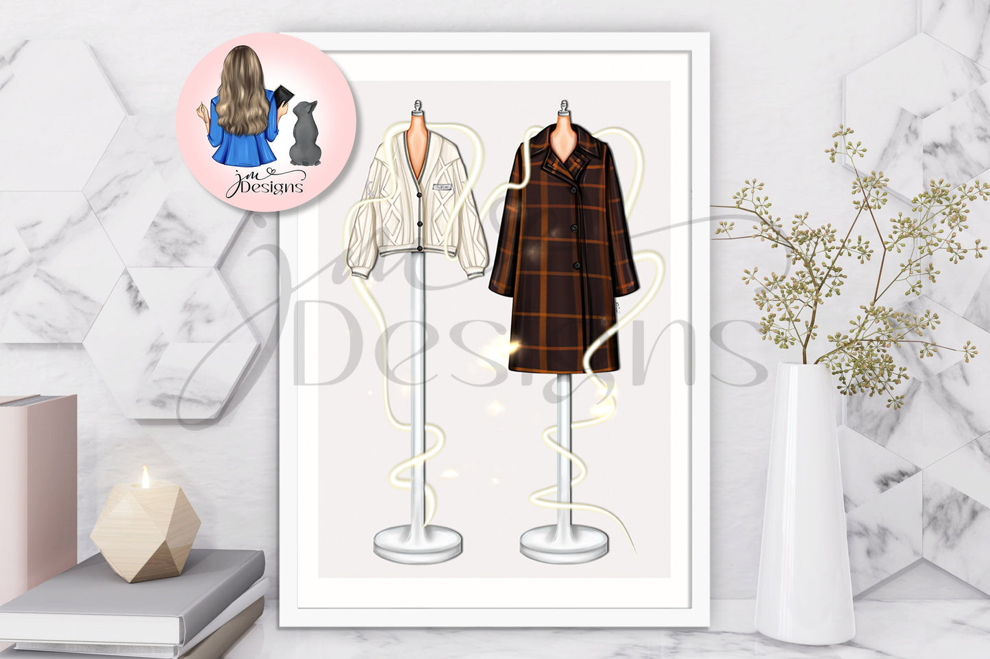 Gold Thread Duo Besties Inspired Outfit Illustration | Fashion Illustration Print | A4 & 5x7 Merch Print