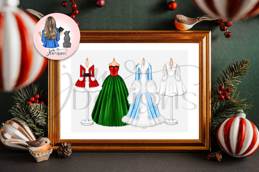 Fashionably Festive | Christmas Festive Art Print Christmas Decoration | A4 & 5x7 Print