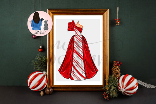 Candy Cane Couture | Christmas Festive Art Print Christmas Decoration | A4 & 5x7 Print