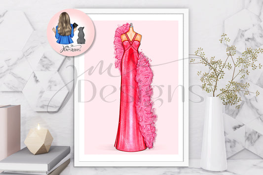 Superstar In Pink Outfit Illustration | Fashion Illustration Print | A4 & 5x7 Merch Print