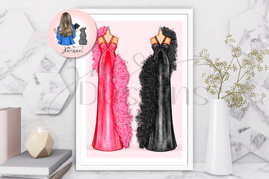 Superstar Duo Outfit Illustration | Fashion Illustration Print | A4 & 5x7 Merch Print