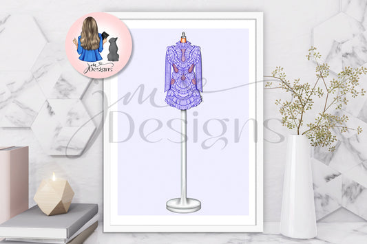 Lilac Dream Outfit Illustration | Fashion Illustration Print | A4 & 5x7 Merch Print