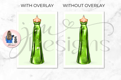 Green Shimmer Outfit Illustration | Fashion Illustration Print | A4 & 5x7 Merch Print
