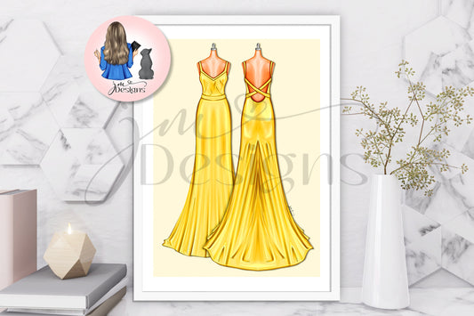 That Yellow Dress Outfit Illustration | Fashion Illustration Print | A4 & 5x7 Illustration Print