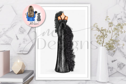 Superstar In Black Outfit Illustration | Fashion Illustration Print | A4 & 5x7 Merch Print