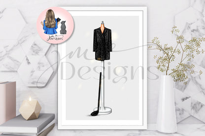 Golf Club Suit Outfit Illustration | Fashion Illustration Print | A4 & 5x7 Merch Print