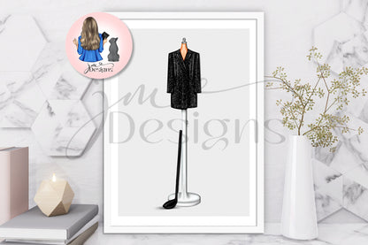 Golf Club Suit Outfit Illustration | Fashion Illustration Print | A4 & 5x7 Merch Print