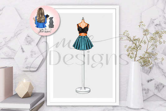 Metallic Skater Outfit Illustration | Fashion Illustration Print | A4 & 5x7 Merch Print