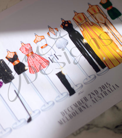 PERSONALISED Born In 1989 Tour Lineup Art Print | Fashion Illustration Print | A4 & 5x7 Print | Concert Memorabilia Merch