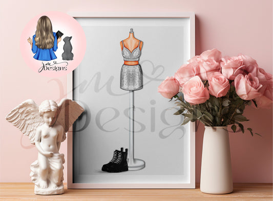 Silver Pop Princess | Fashion Illustration Print | A4 & 5x7 Fashion Print