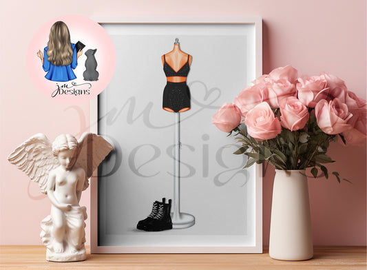 Black Sparkle Two Piece Art Print