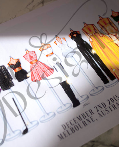 PERSONALISED Born In 1989 Tour Lineup Art Print | Fashion Illustration Print | A4 & 5x7 Print | Concert Memorabilia Merch