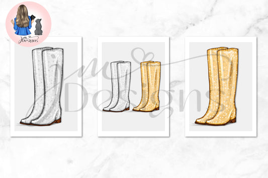 Glitzy Cowgirl Boots Outfit Illustration | Fashion Illustration Print | A4 & 5x7 Print