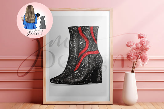 Snake Wrap Glitter Boots Outfit Illustration | Fashion Illustration Print | A4 & 5x7 Print