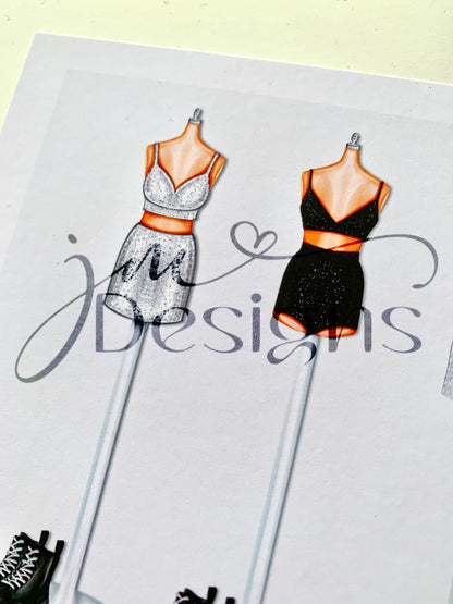 Purple Pop Rockstar Lineup Inspired Outifts A4 & 5x7 Art Print