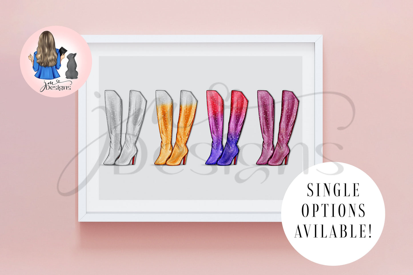 Glitzy Glam Boots Outfit Illustration | Fashion Illustration Print | A4 & 5x7 Print