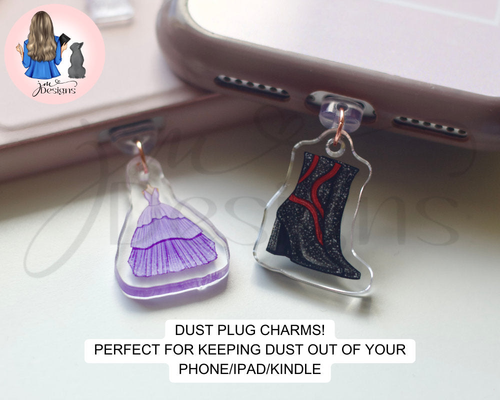Pink And Blue Bodysuit Acrylic Clear Dust Plug | Phone Charm | Kindle Charm | Phone Accessories