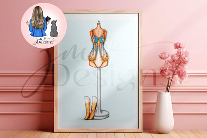 Blue And Gold Shimmer Inspired Art Print