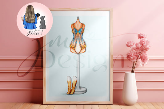 Blue And Gold Shimmer Inspired Art Print