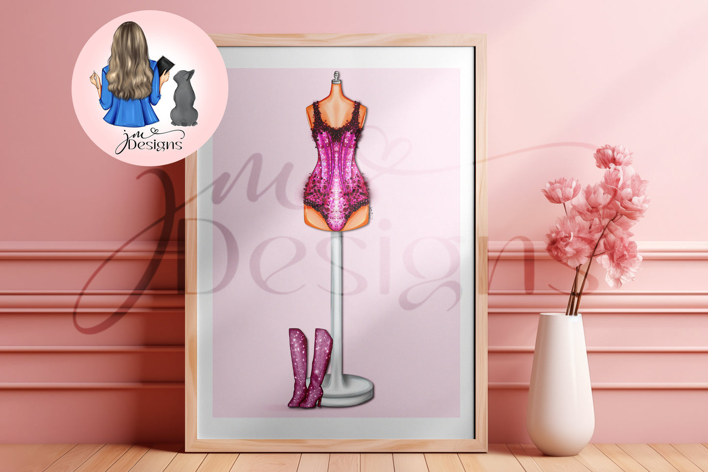 Flamingo Pink Inspired Outfit Illustration | Fashion Art Print | A4 & 5X7 Print