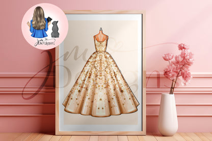 Enchanting Sprinkle Ball Gown Outfit Illustration | Fashion Illustration Print | A4 & 5x7 Print