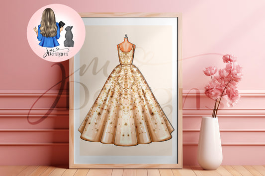 Enchanting Sprinkle Ball Gown Outfit Illustration | Fashion Illustration Print | A4 & 5x7 Print