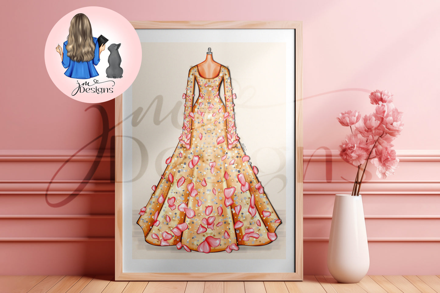 Enchanted Floral Ball Gown Outfit Illustration | Fashion Illustration Print