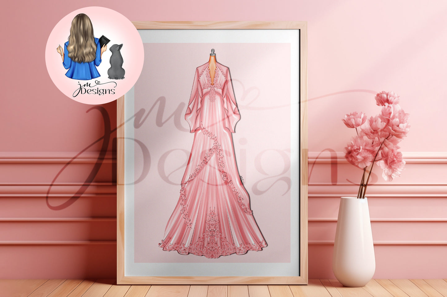 Folklorian Princess Pink Outfit Illustration | Fashion Illustration Print | A4 & 5x7 Print