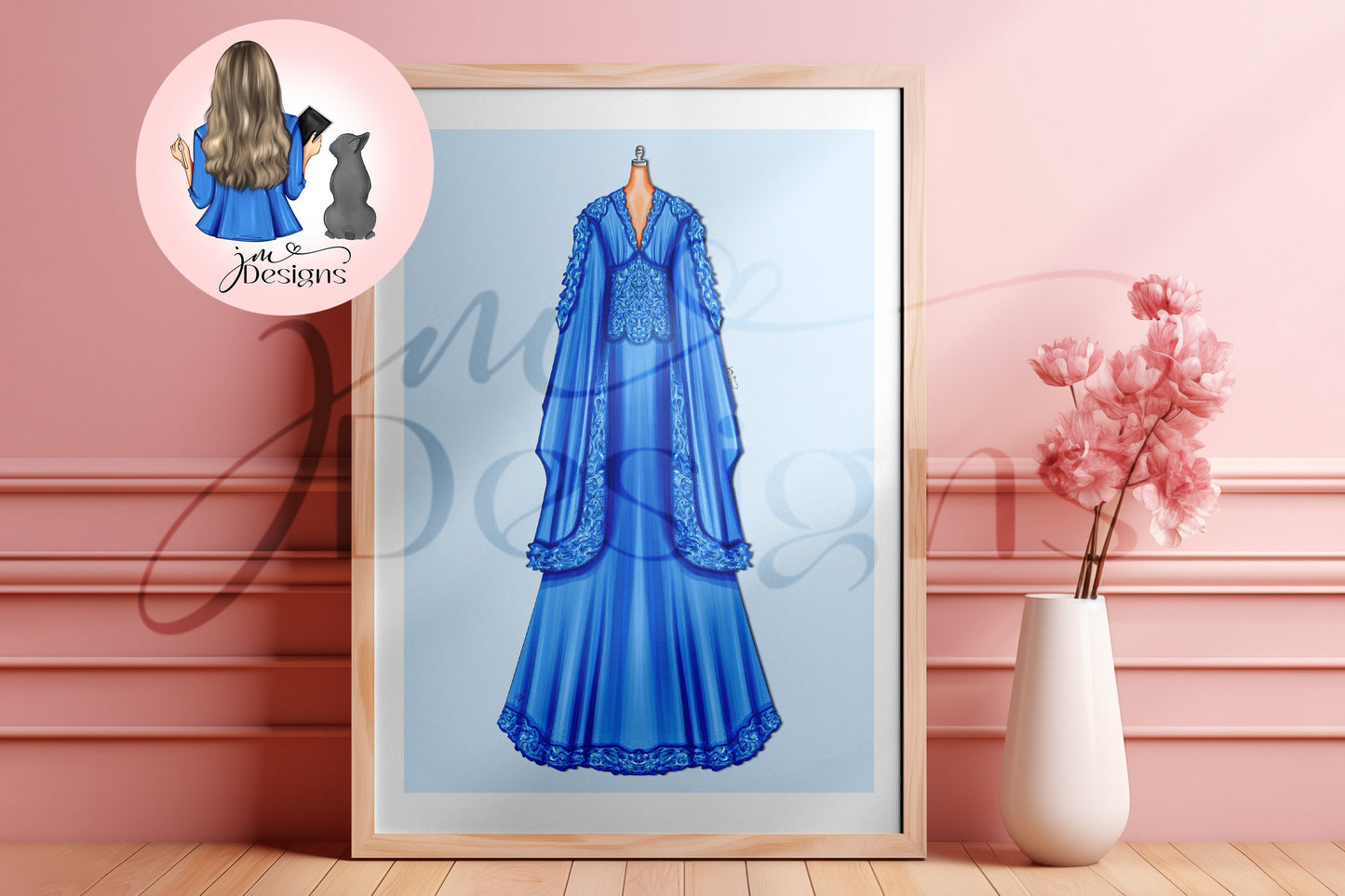 Folklorian Princess Blue Inspired Green Outfit Illustration | Fashion Illustration Print | A4 & 5x7 Print