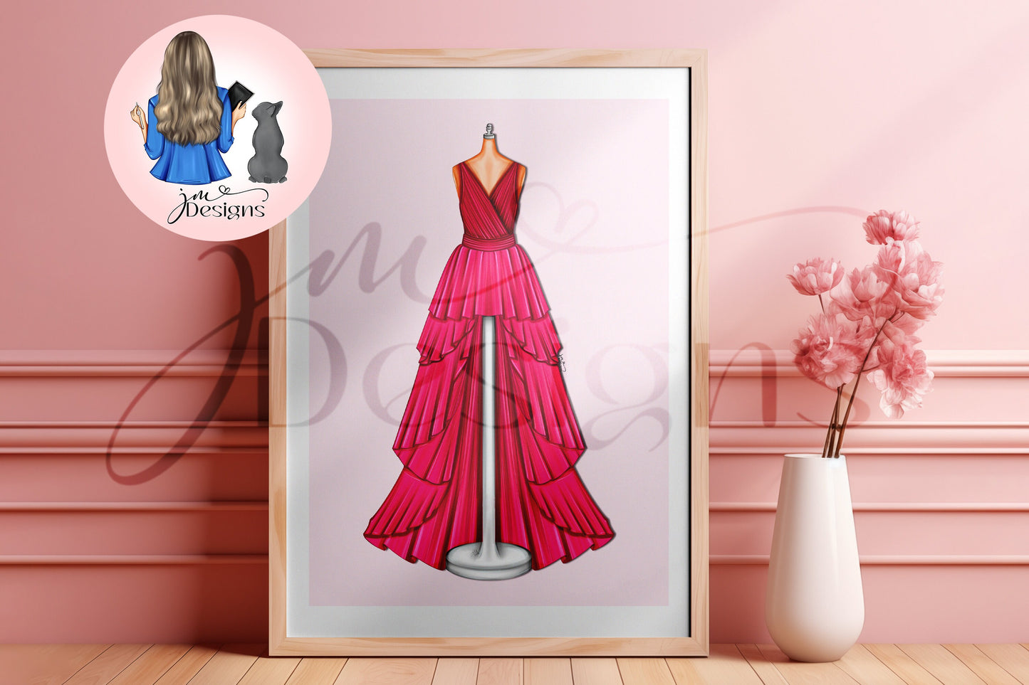 Pink Flourish Outfit Illustration | Fashion Illustration Print | A4 & 5x7 Merch Print