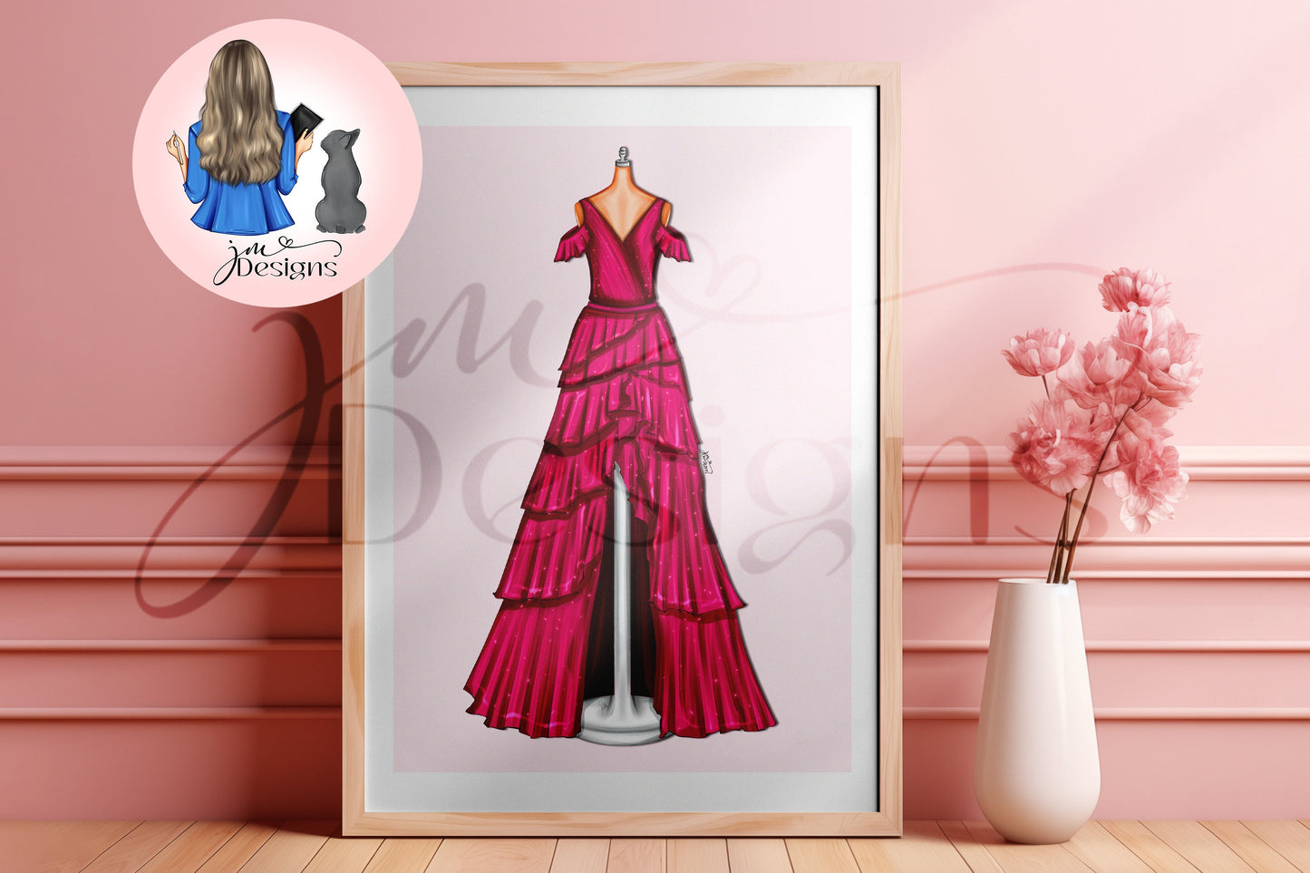 Pink Acoustic Outfit Illustration | Fashion Illustration Print | A4 & 5x7 Merch Print