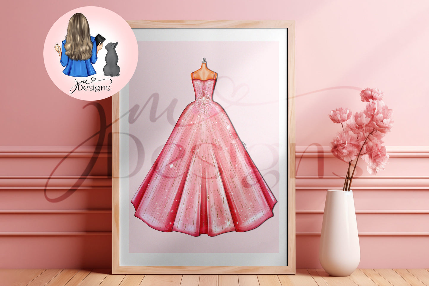 Pink Ball Gown Outfit Illustration | Fashion Illustration Print