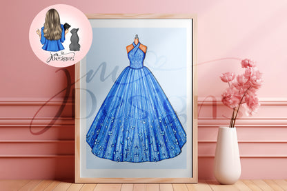 Blue Ballgown  Art Print