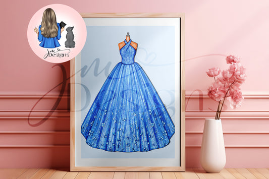 Blue Ballgown  Art Print
