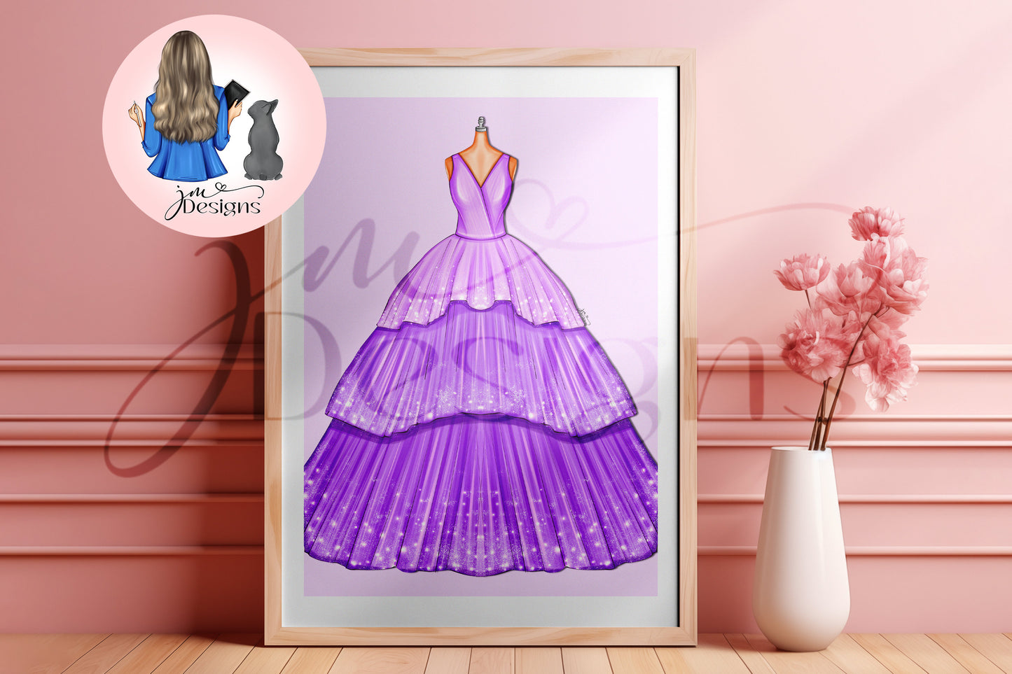 Lilac Vibes Ball Gown Outfit Illustration | Fashion Illustration Print | A4 & 5x7 Print
