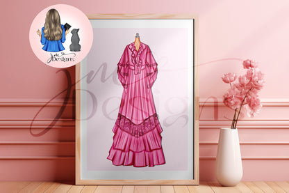 Folklorian Princess Purple Inspired Outfit Illustration | Fashion Illustration Print | A4 & 5x7 Print