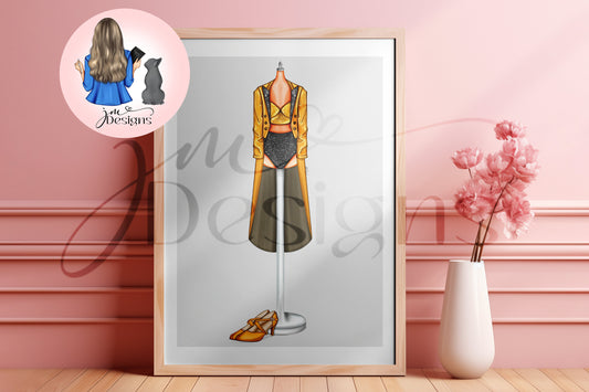 Productive Cryer Gold And Black Outfit Illustration | Fashion Illustration Print | A4 & 5x7 Print
