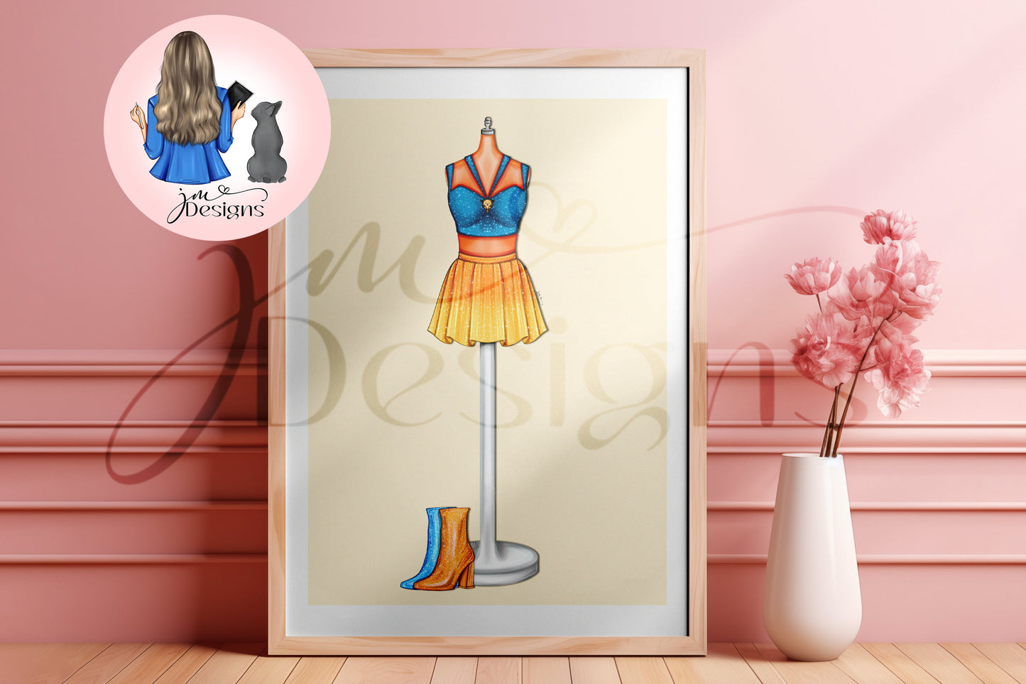 Ombre Two Piece Teal And Yellow Illustration | Fashion Illustration Print | A4 & 5x7
