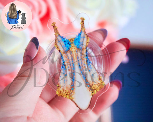 Blue And Gold Bodysuit Acrylic Clear Pop Socket
