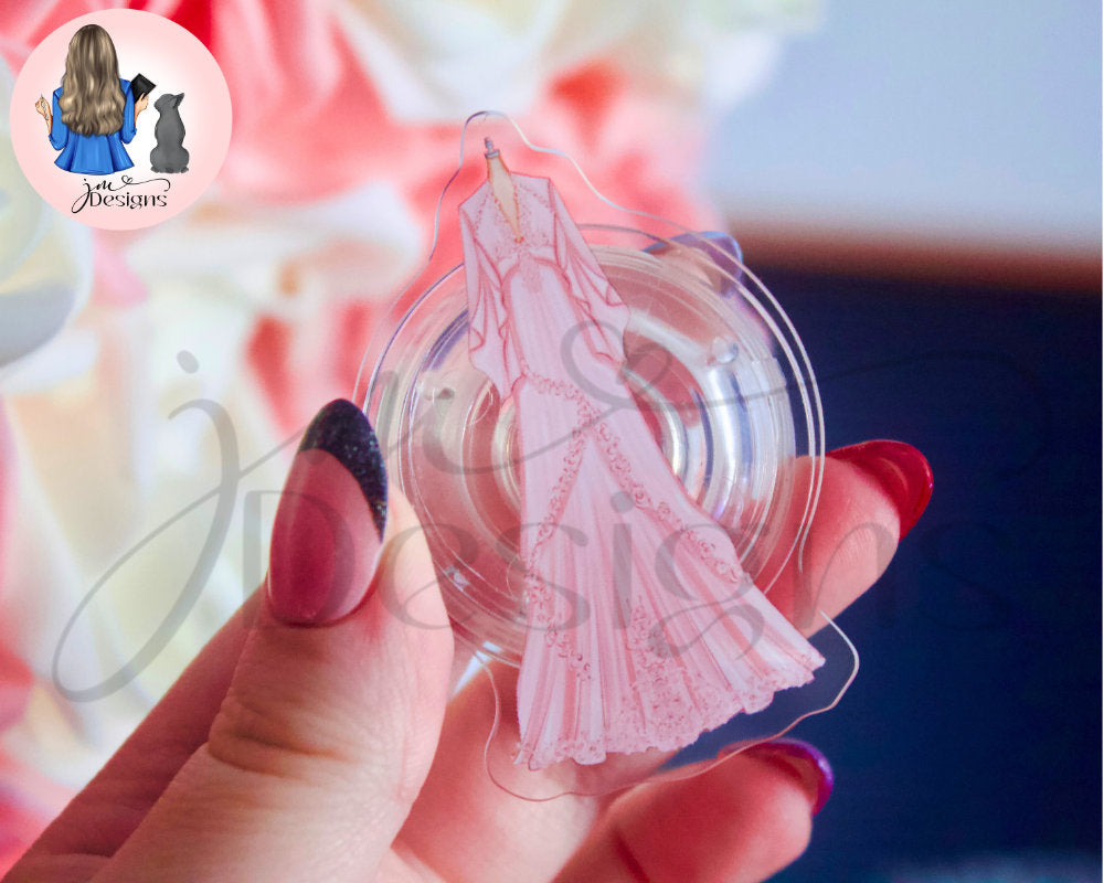 Pink Folklorian Princess Acrylic Clear Pop Socket Phone Kindle Grip | Phone Accessories Kindle Holder | Phone Grip