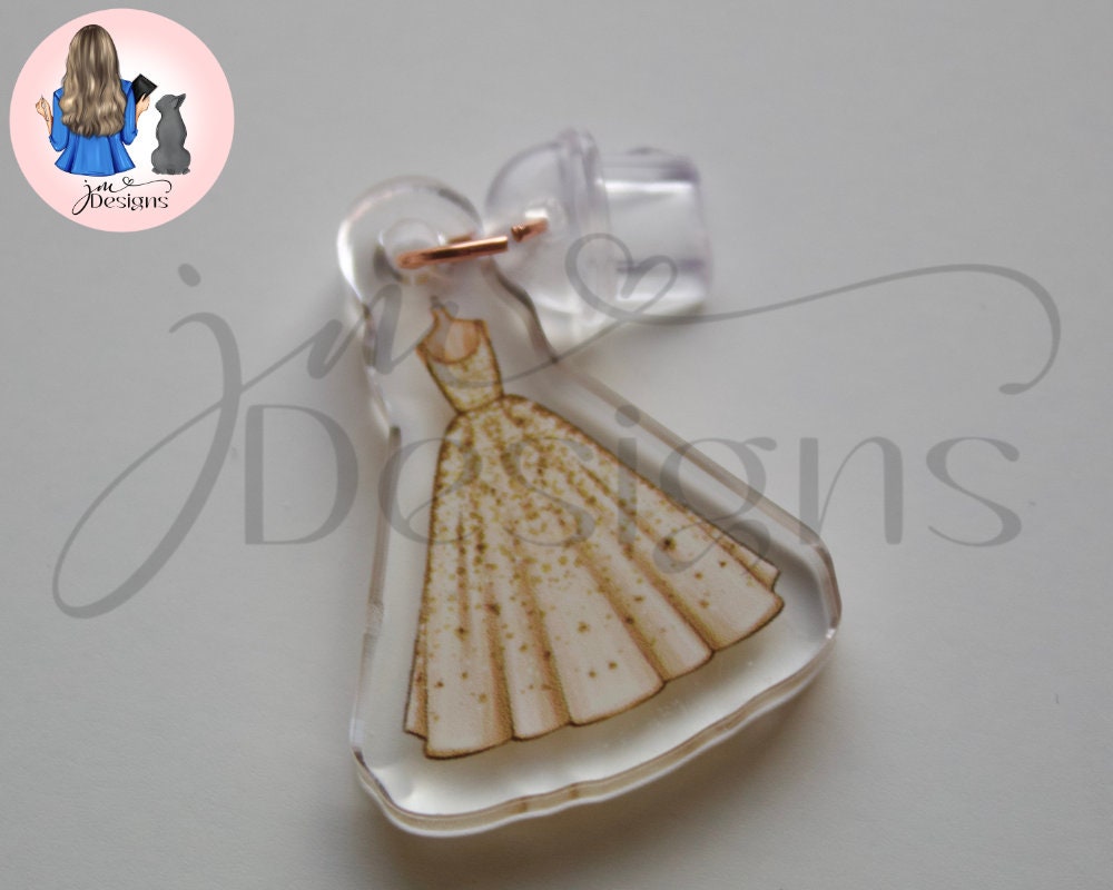 Gold Ball Gown Acrylic Clear Dust Plug | Phone Charm | Kindle Charm | Phone Accessories
