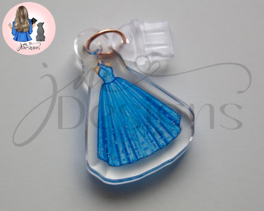 Blue Ball Gown Acrylic Clear Dust Plug