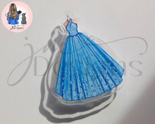 Blue Ball Gown Acrylic Clear Pop Socket Phone Kindle Grip
