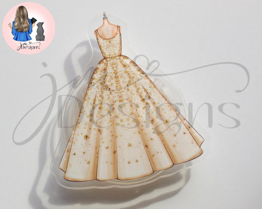 Gold Ball Gown Acrylic Clear Pop Socket Phone Kindle Grip | Phone Accessories Kindle Holder | Phone Grip