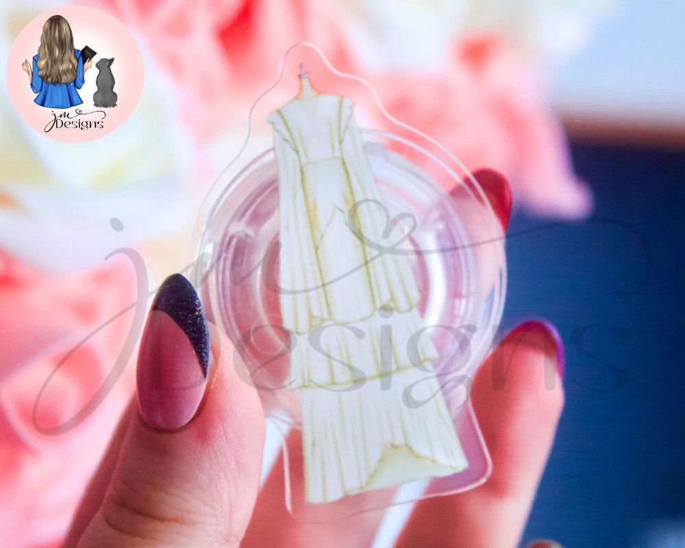 White Folklorian Princess Acrylic Clear Pop Socket Phone Kindle Grip